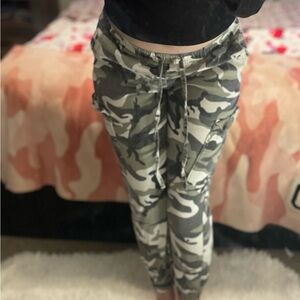 Almost Famous Green and White Track Joggers